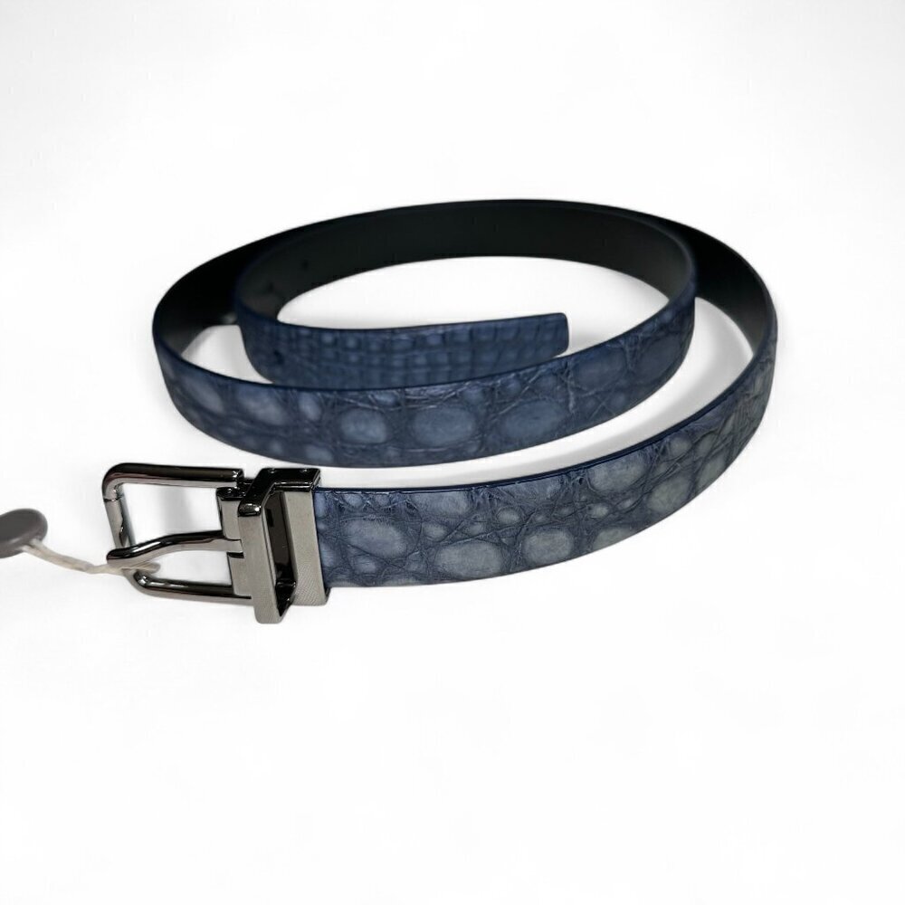 DOLCE & GABBANA Men's Genuine Crocodile Belt Size 110 cm/44 in Blue NWT - Picture 8 of 15